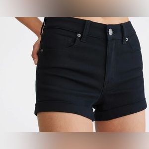 Aeropostale Women’s Black High-Rise Denim Midi Shorts Size 0